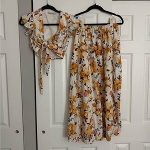 Abercrombie & Fitch Floral Two-Piece Crop Top & Skirt Set